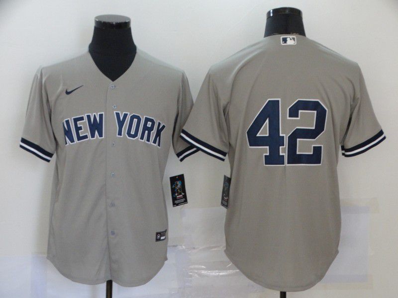 Men New York Yankees #42 No Name Grey Game 2020 Nike MLB Jerseys